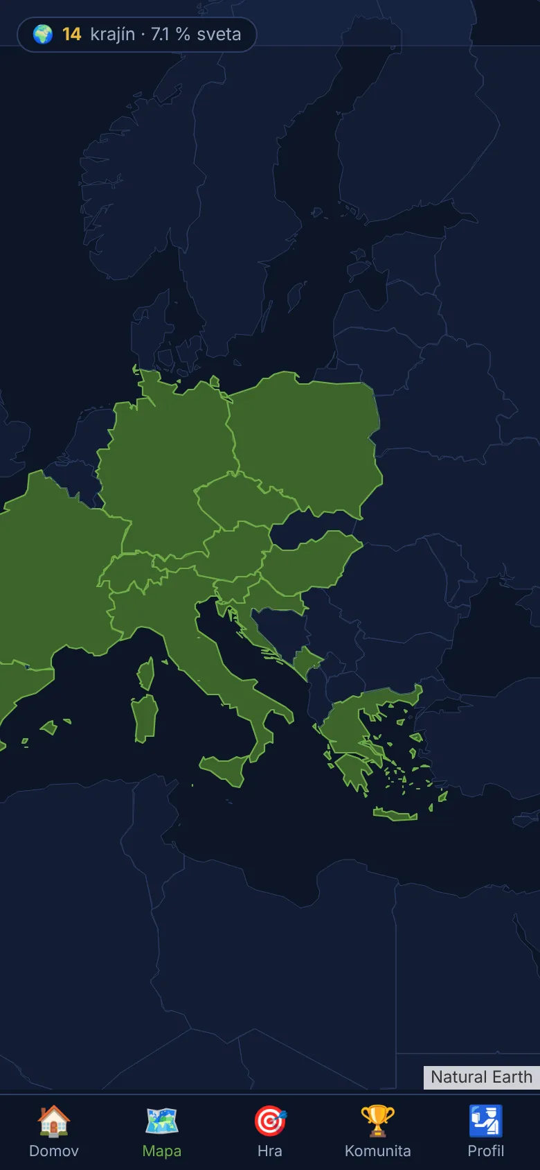 Mapa sveta s navštívenými krajinami