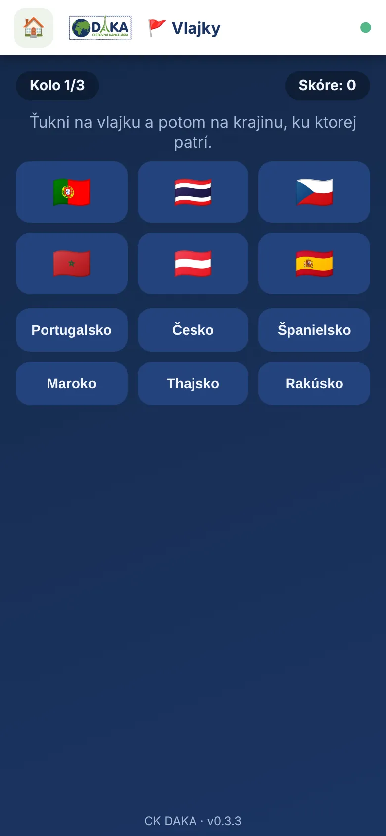 Hra Vlajky – priraďovanie vlajok ku krajinám
