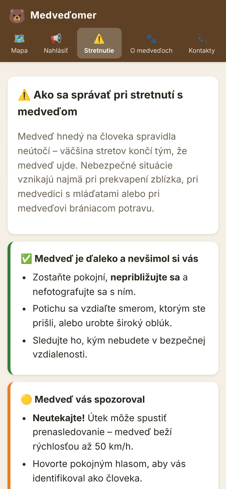 Ako sa správať pri stretnutí s medveďom